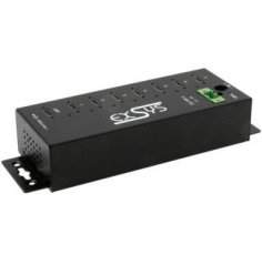 Exsys EX-1537HMVS – zarządzany, 7-portowy metalowy hub USB-C 3.2 Gen 1 z ochroną przeciwprzepięciową EDS 15 kV (15.06.3517)