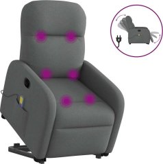 vidaXL vidaXL Podnoszony fotel masujący, elektryczny, rozkładany, tmavoSivý