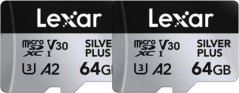 Lexar Silver Plus MicroSDXC 64 GB + 64 GB Class 10 UHS-I/U3 A2 V30 (LMSSIPL064G-B2ANG)