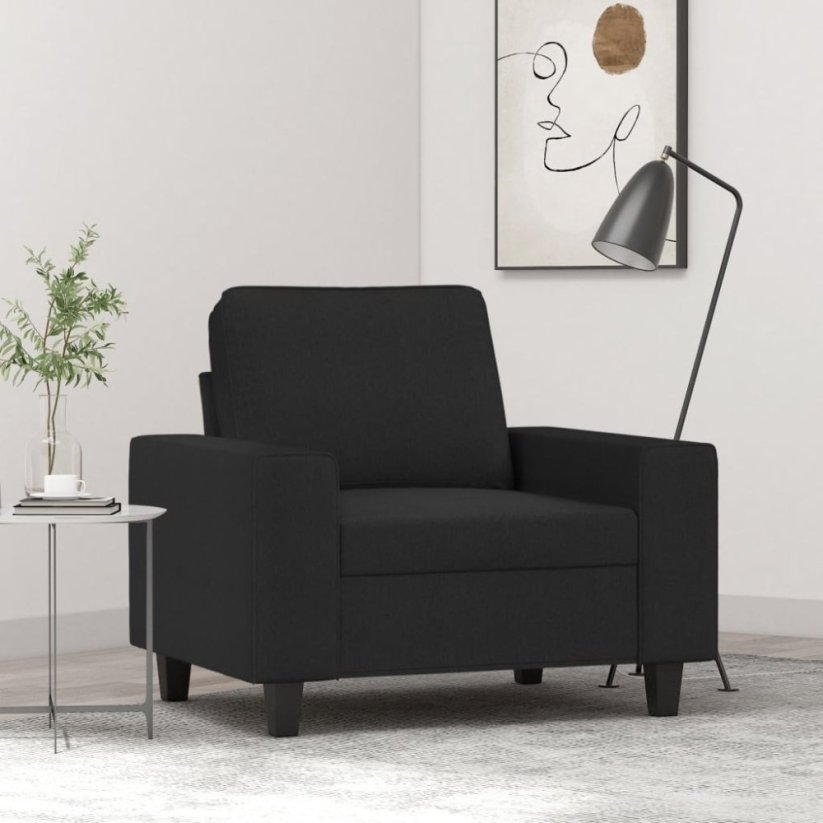 vidaXL Fotel, Čierny, 60 cm, obity tkaniną Lumarko!