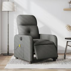 vidaXL vidaXL Rozkładany fotel masujący, elektryczny, tmavoSivý, tkanina