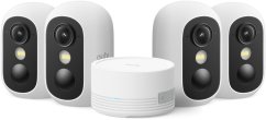 Eufy EufyCam C35 - 4 Kamera Kit - Sieciowa kamera monitoringu - do użytku zewnętrznego i wewnętrznego - odporna na warunki atmosferyczne - farba (Dzień i Noc) - 1920 x 1080 - 1080p - Audio - Bezdrôtová - Wi-Fi - Prąd stały 5 V - z HomeBase Mini (E8110425)