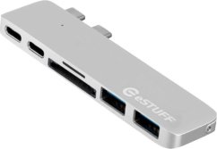 eStuff 1x SD 1x microSD 2x USB-C  + 2x USB-A  (ES84122-SILVER)