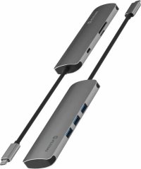 Sourcing Swissten USB-C Splitter 6in1 with 3X USB 3.0 / 1X USB-C Power Delivery / 1X microSD / 1X SD / Aluminum housing