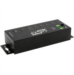 Exsys EX-1537HMVS – zarządzany, 7-portowy metalowy hub USB-C 3.2 Gen 1 z ochroną przeciwprzepięciową EDS 15 kV (15.06.3517)
