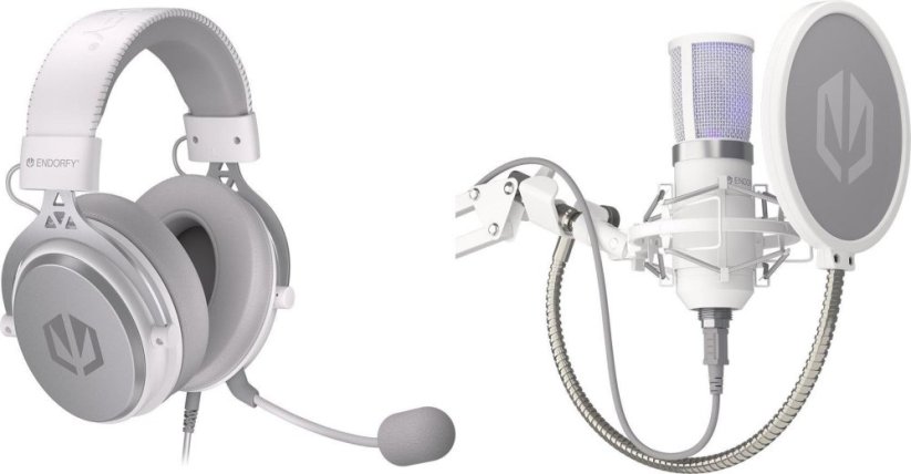 Endorfy Słuchawki Endorfy Viro Onyx White (EY1A004) + Mikrofon Solum Streaming Onyx White