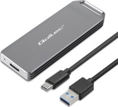 Qoltec Mini obudowa na disk M.2 SSD | NVMe | PCIe | USB3.1 | Super speed10Gb/s | 2TB | strieborná