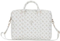 Guess Bag Guess 4G Peony Front Pocket Zipper Triangle Logo 16" white