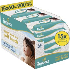 Pampers Chusteczki nawilżane Aqua Soft Touch 15x60 szt. Plastic Free