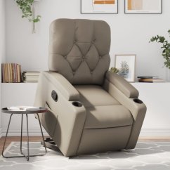 vidaXL vidaXL Podnoszony fotel rozkładany, cappuccino, obity sztuczną skórą