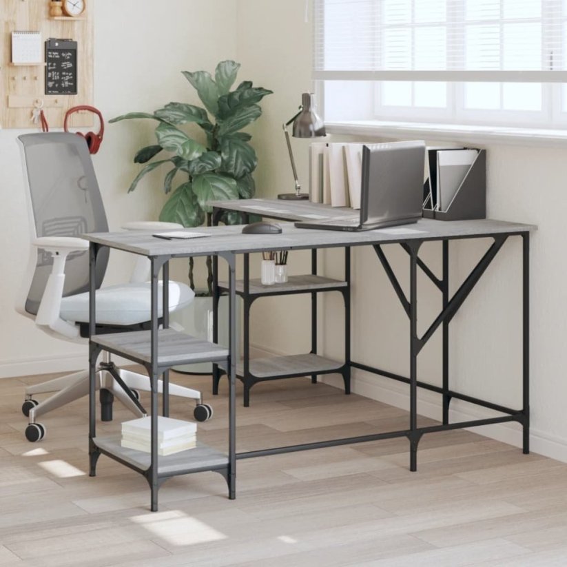 vidaXL vidaXL Biurko, Sivý dub sonoma, 139x139x75cm, materiał drevopochodny