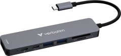 Verbatim Adapter Hub Verbatim HDMI/USB-C           3.2/USB-C/2xUSB-A 3.2/SD/microSD aluminiowy 32158
