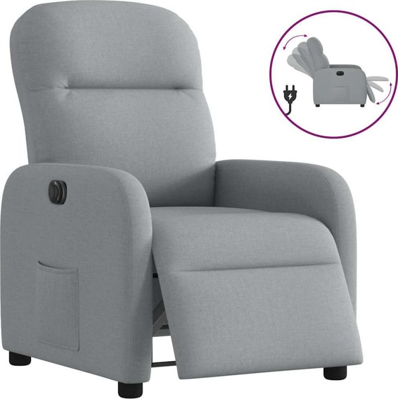 vidaXL vidaXL elektrickýfotel rozkładany, jasnoSivý, obity tkaniną