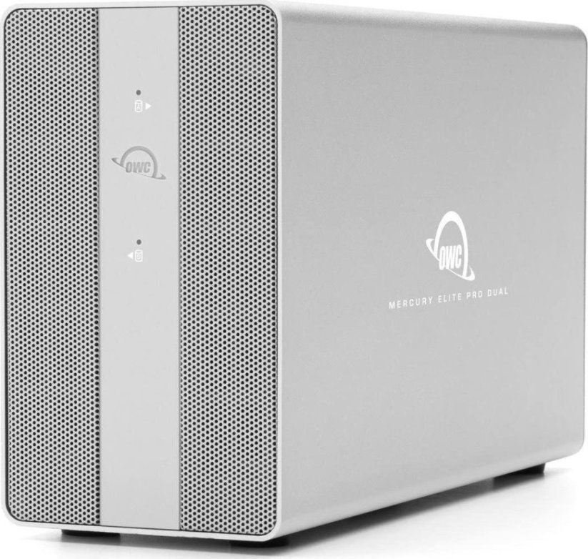 OWC Mercury Elite Pro Dual with 3-Port USB Hub, Drive Enclosure (silver, USB 10Gb/s External Storage Solution)