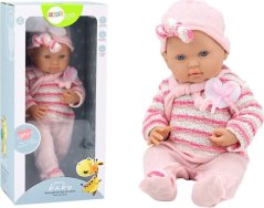 LeanToys Bábika Bobas Sweterek w Paski Czapeczka Szalik Ružový