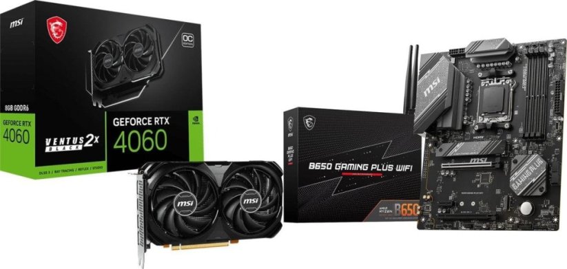 MSI GeForce RTX 4060 Ventus 2X Black OC 8GB GDDR6 + MSI B650 GAMING PLUS WIFI