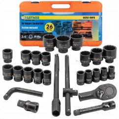 Partner Zestaw narzędzi udarowych 26el. 3/4" (17-50mm) i 1" (55-65mm) (12-kątnych)