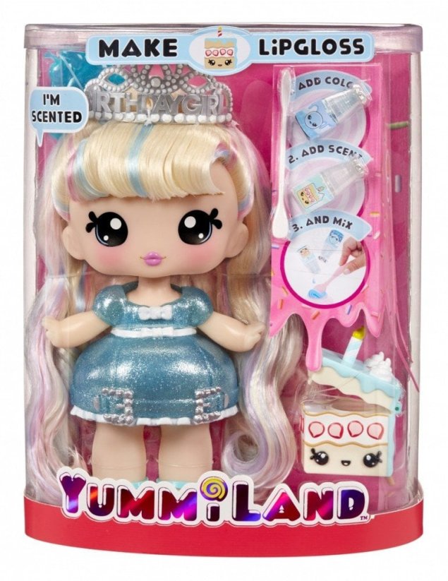 MGA Bábika yummiland large lipgloss pet, callie birthday cake