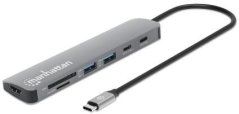 Manhattan Manhattan 190442 stacja dokująca Przewodowa USB 3.2 Gen 1 (3.1 Gen 1) Type-C Sivý