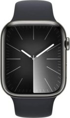 Apple APPLE Watch Series 9 GPS + Cellular 45mm Graphite Stainless Steel Case with Midnight Sport Band - M/L