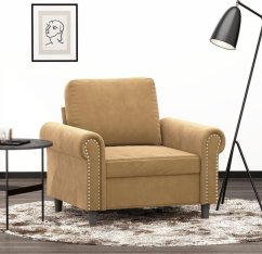 vidaXL Fotel, Hnedý, 60 cm, obity aksamitem