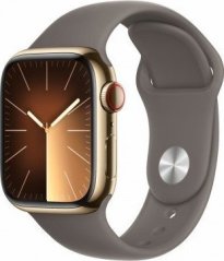 Apple Watch Series 9 GPS + Cellular, 41mm Koperta ze stali nierdzewnej w farbaze Zrokovým z paskiem sportowym w farbaze popierokovego bršzu - S/M