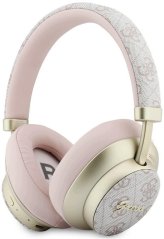 Guess Nauszne Bluetooth ENC 4G Gold Script Metal Ružový