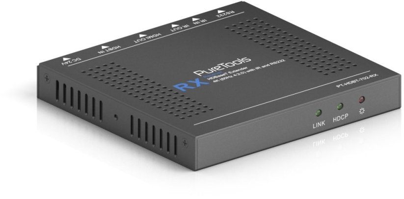 C2G PureTools PT-HDBT-702-RX, 3840 x 2160 pixels, AV receiver, 70 m, Wired, Black, HDCP