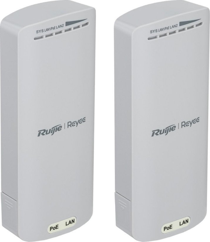 Reyee Bridge Reyee | Wi-Fi 4 - 802.11n - 300Mbps | Do transmisji bezprzewodowej 500m | 2 porty 100Mbps | Zasilany PoE | vonkajší IP55  (Sada 2 ks)