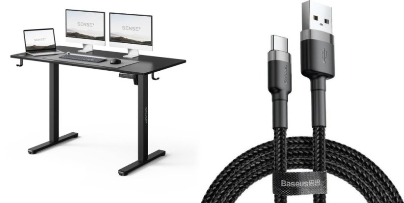 SENSE7 NOJO LIGHT Czarne 120 cmx60 cm + kabel usb