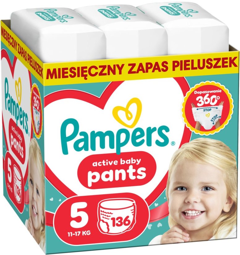 Pampers Pieluchomajtki Active Baby 5 11-17 kg, 136 szt.