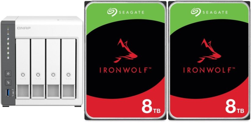Qnap TS-433-4G + 2x Seagate IronWolf 8TB (ST8000VN004)