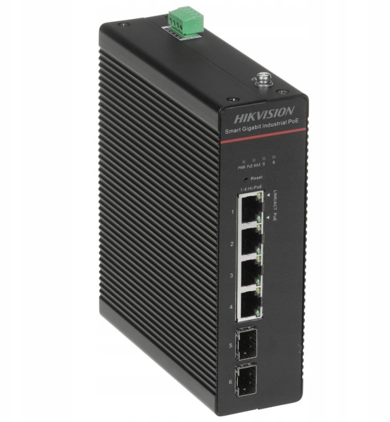Hikvision Zarządzalny Przemysłowy PoE DS-3T1506HP-SI-4P2F/NO POWER UNIT 4-portowy + 2x SFP (DS-3T1506HP-SI-4P2F/NO POWER UNIT)