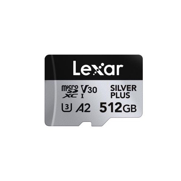 Lexar Professional Silver Plus MicroSDXC 512 GB Class 10 UHS-I/U3 A2 V30 (LMSSIPL512G-BNANG)