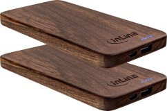 InLine 2er InLine® woodprokove, USB Powerbank 5.000mAh, mit LED Status Anzeige, Echtholz