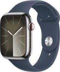 Apple Watch 9 GPS + Cellular 45mm Silver Stainless Steel Sport S/M Modrý  (MRMN3ET/A)