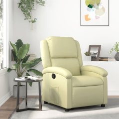 vidaXL Rozkładany fotel, krémový, skóra naturalna Lumarko!