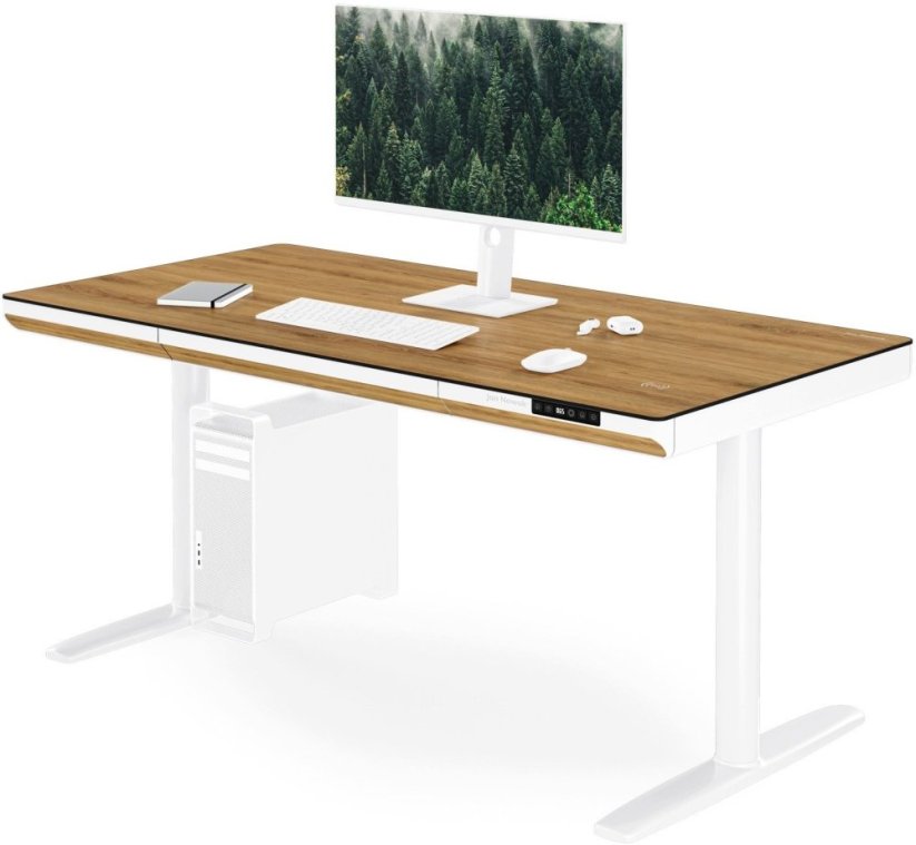 Jan Nowak Elektryczne sit-stand z zásuvoką i ładowarką bezprzewodową Qi biele/Zrokový dub, 1400 mm: ELLIS (5907367514759)