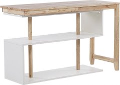 Beliani Lumarko Rozkładane biurko z regałem 120 x 45 cm jasne drevo i Biely CHANDLER!