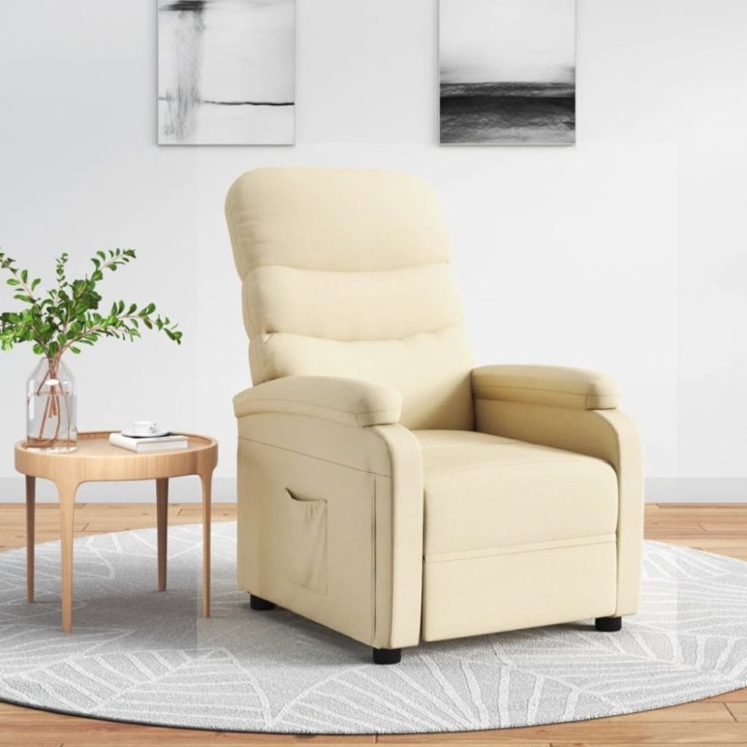 vidaXL vidaXL Fotel rozkładany, krémový, obity tkaniną