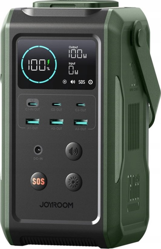 Joyroom Powerbank Joyroom JR-PBF10 75000mAh 100W 3x USB-C 3x USB-A ze składaną rokovarką i rączką - Zelený
