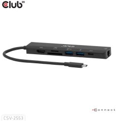 Club 3D CLUB3D CSV-2553 huby i koncentratory USB Type-C 5000 Mbit/s Čierny