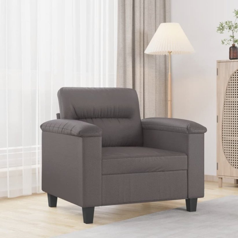vidaXL Fotel, Sivý, 60 cm, obity sztuczną skórą Lumarko!