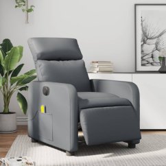 vidaXL vidaXL Rozkładany fotel masujący, elektryczny, Sivý, sztuczna skóra