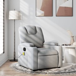 vidaXL Rozkładany fotel masujący, jasnoSivý, obity tkaniną Lumarko!