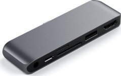 Satechi Hub Satechi USB-C (USB-C 60W, 4K HDMI, USB-A, czytnik kart micro/SD, jack port) (Čierno-sivá)