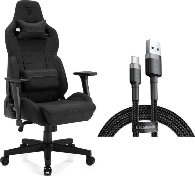 SENSE7 Sentinel materiałowy czarny + kabel usb