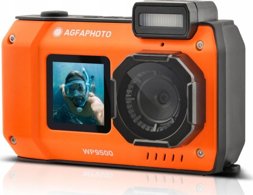 AgfaPhoto Fotoaparát Podwodny Wodoszczelny 7m 24mp 4k 2x Lcd 18x Zoom / Agfaphoto Wp9500 Oranžový