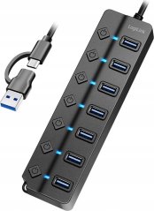 LogiLink LogiLink USB 3.2 Gen1 Hub 7 Port Ein-/Ausschalter schwarz