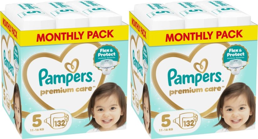 Plienky Pampers Premium Care 5, 11-16 kg, 132 ks x 2